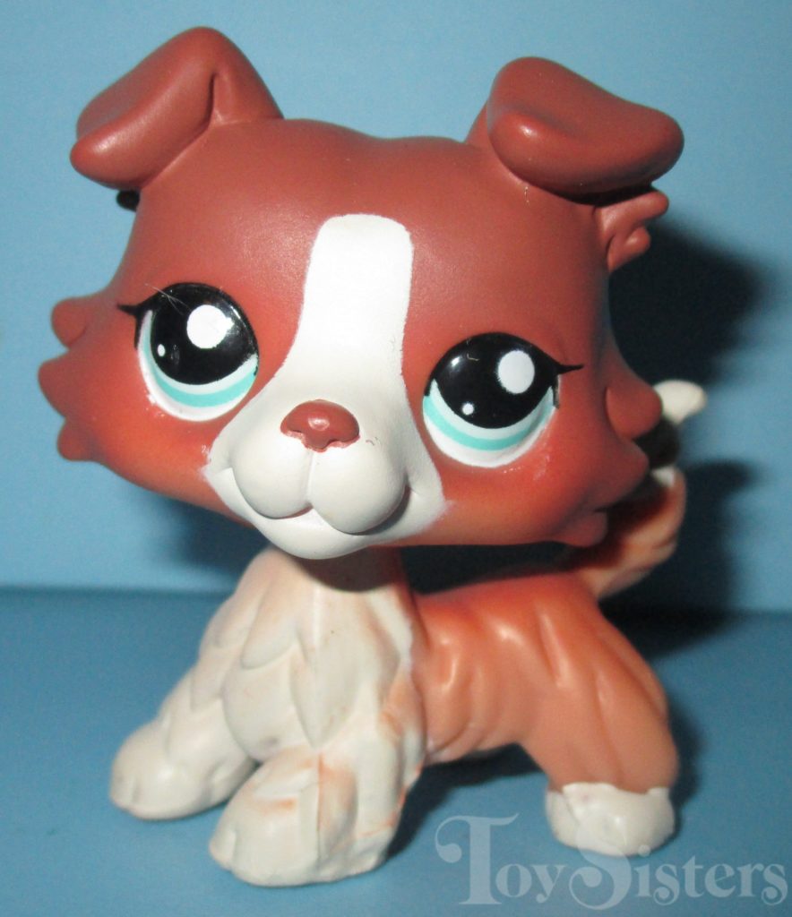 Littlest Pet Shop Toy Collie Dog 2*LPS 1542 Hasbro Yellow Brown Hair Kid Toys 