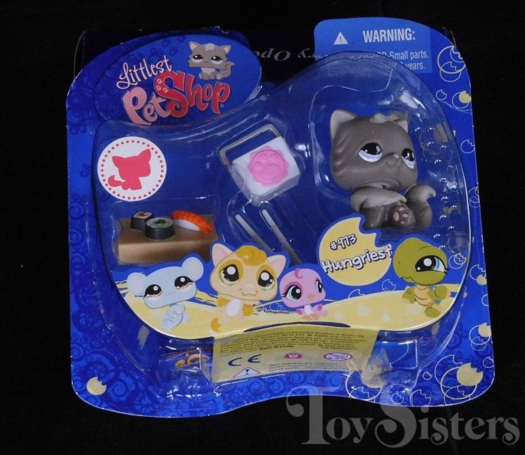 Littlest Pet Shop Gray PERSIAN Sushi Cat 973 VHTF 2008 boite abimée jamais ouver