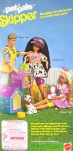 BARBIE 1991 PET Pals Skipper + Courtney + Kevin Fabriqué en